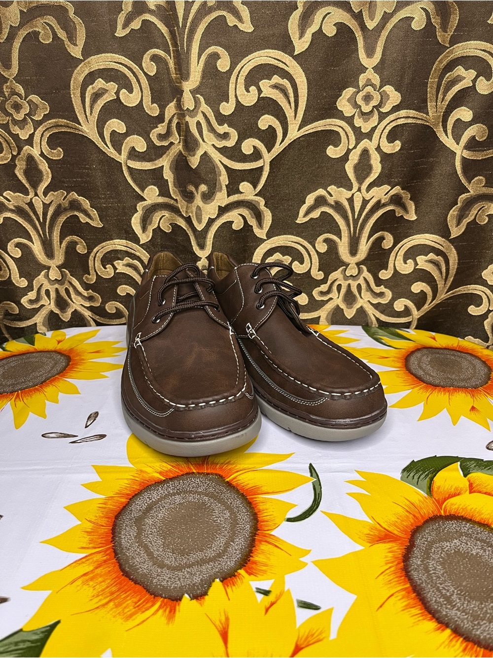 Aston Marc Men's Brown Leather-Style Casual Slip-On Loafers